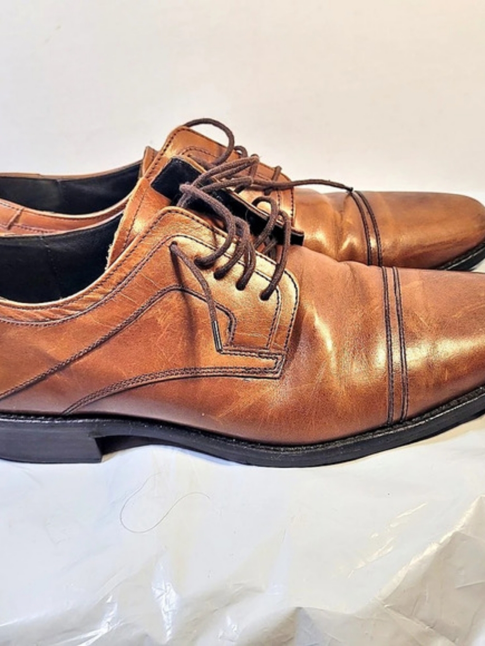 Johnston & Murphy Shoes Mens Size 9.5 Medium Brown Leather Oxford Dress Lace (S2